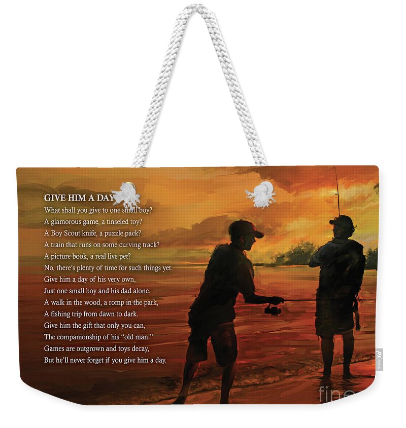 Father And Son Paintings Weekender Tote Bag featuring the painting Give Him A Day by Robert Corsetti