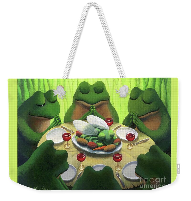 Frog Weekender Tote Bag featuring the painting Giving Thanks by Chris Miles