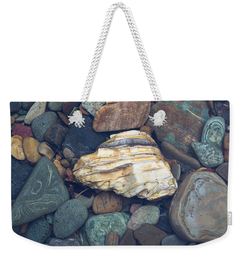 Glacier National Park Weekender Tote Bag featuring the photograph Glacier Park Creek Stones Submerged by John Daly