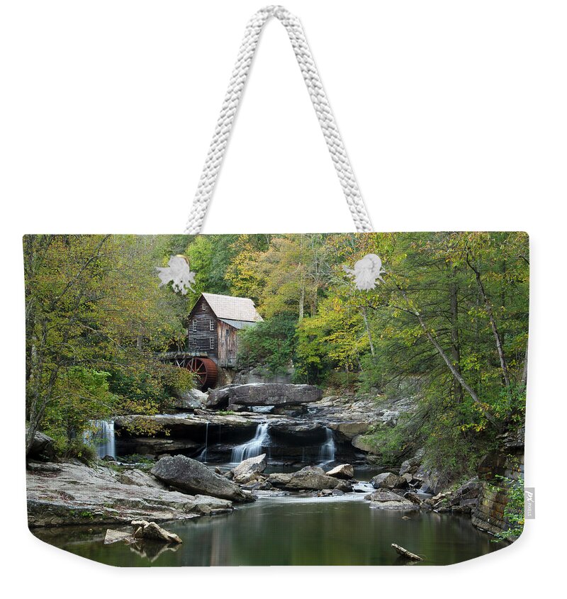 Glade Creek Grist Mill Weekender Tote Bag featuring the photograph Glade Creek Grist Mill by Ann Bridges
