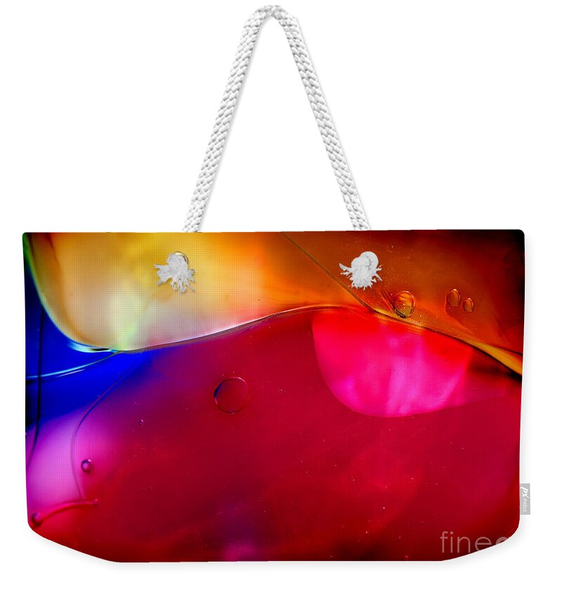Glass Weekender Tote Bag featuring the photograph Glass Paint Abstract Dark by Karen Adams