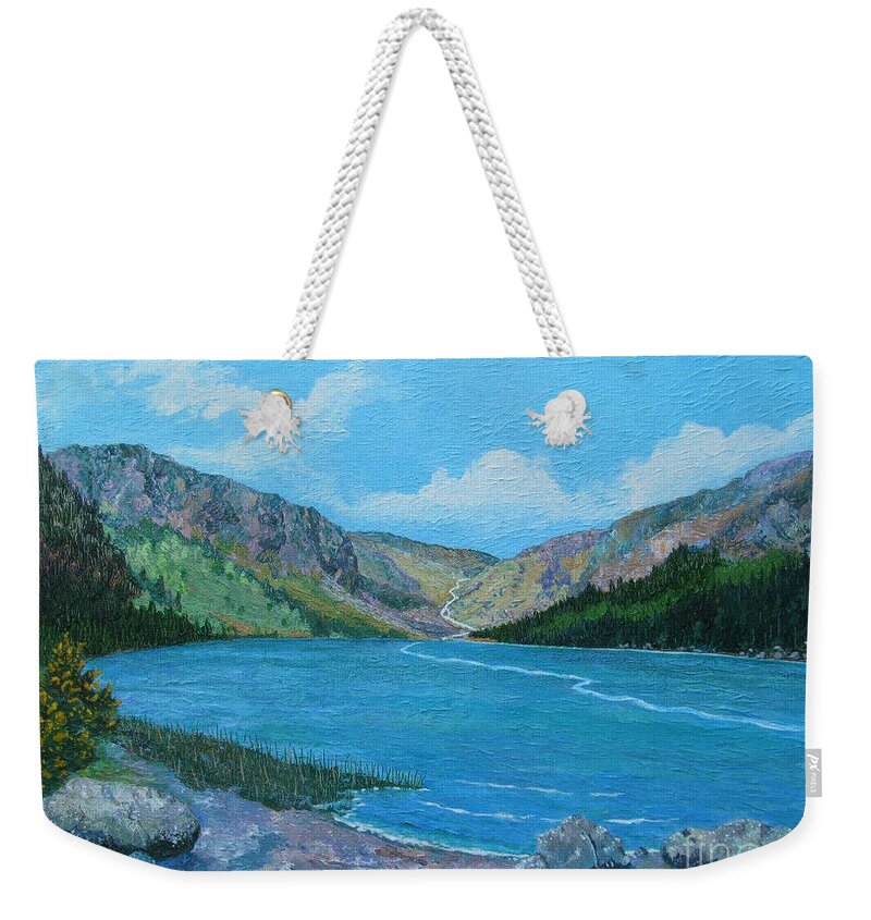 Ireland Weekender Tote Bag featuring the painting Glendalough Ireland, Valley of the Two Lakes #2 by Dan O'Neill