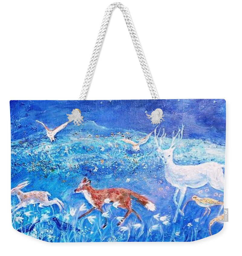 Hare Weekender Tote Bag featuring the painting Glimmering Girl by Trudi Doyle