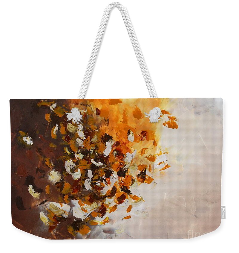 Brown Weekender Tote Bag featuring the painting Glitter by Preethi Mathialagan