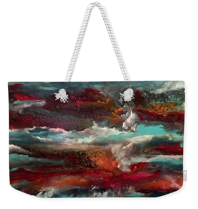 Abstract Weekender Tote Bag featuring the painting Gloaming by Soraya Silvestri