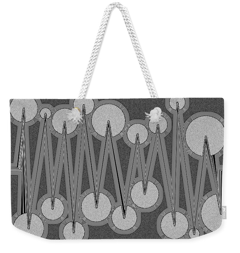Dynamic Black And White Weekender Tote Bag featuring the painting Glowberries by Douglas Christian Larsen