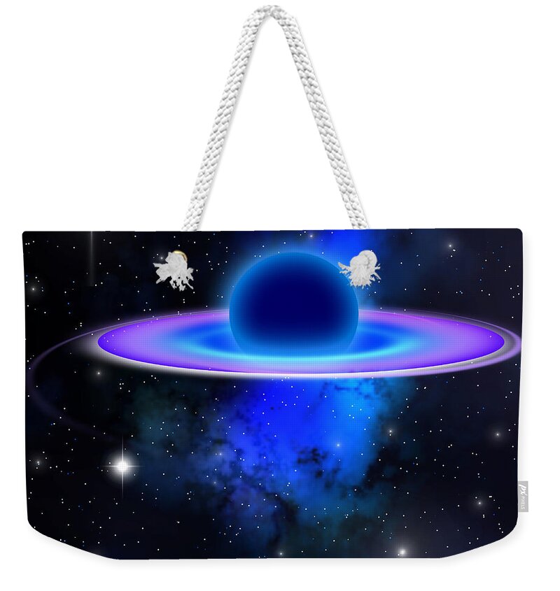 Black Hole Weekender Tote Bag featuring the painting Glowing Black Hole by Corey Ford