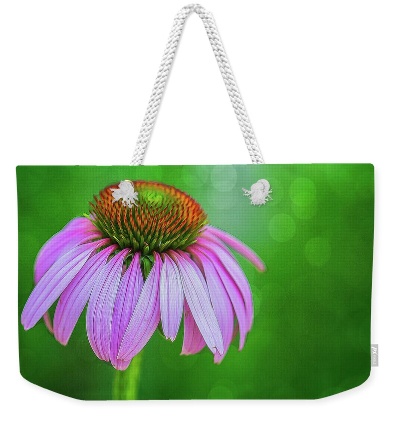 Flower Weekender Tote Bag featuring the photograph Glowing Cone Flower by Cathy Kovarik