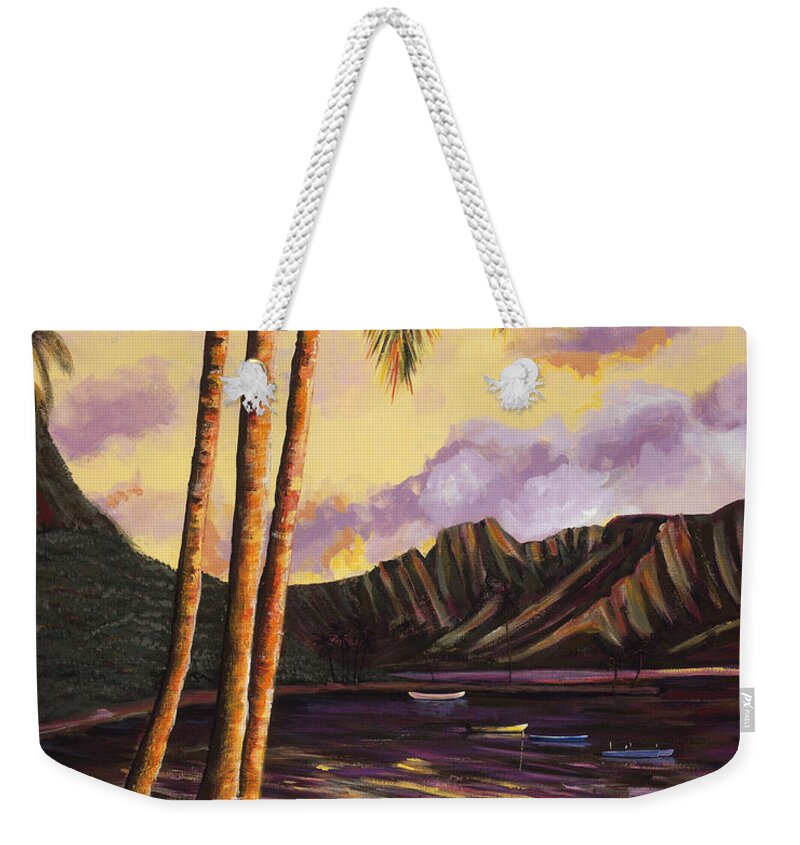 Acrylic Weekender Tote Bag featuring the painting Glowing Kualoa Diptych 1 of 2 by Patti Bruce - Printscapes