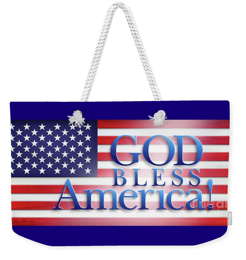 God Bless America Weekender Tote Bag featuring the mixed media God Bless America by Shevon Johnson
