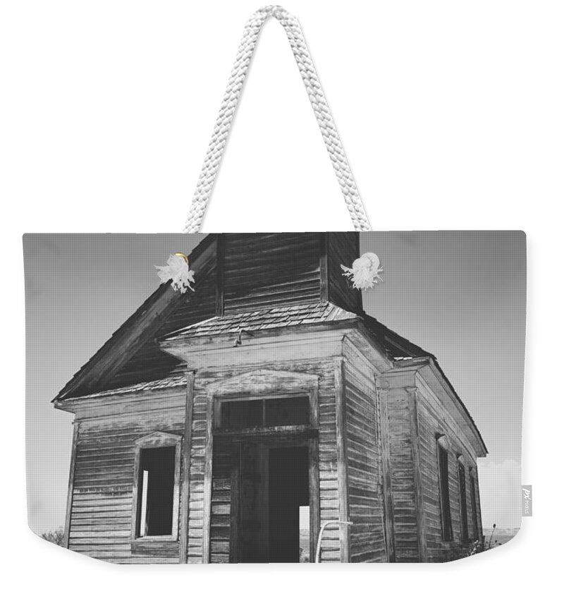 Black And White Weekender Tote Bag featuring the photograph God Has Left The Building by Brad Hodges
