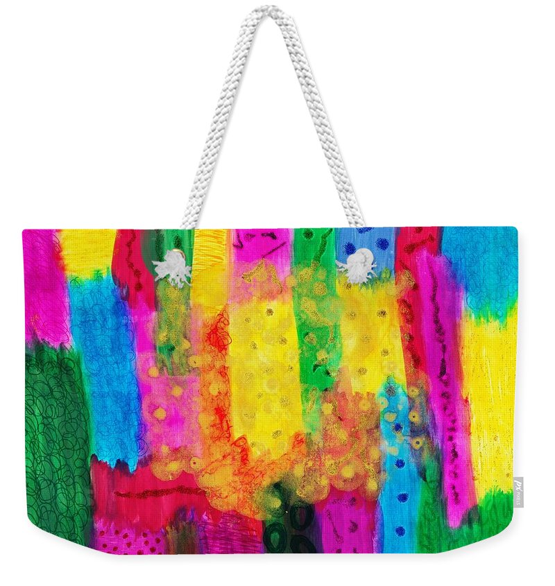 Original Drawing/painting Weekender Tote Bag featuring the painting God Is Color 2 by Susan Schanerman