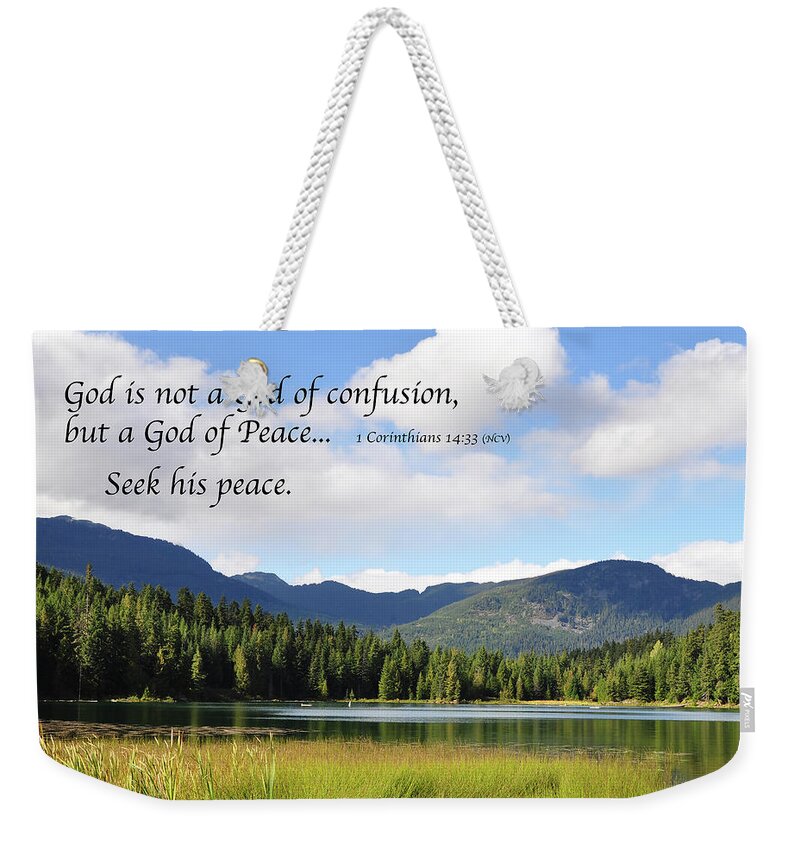 Inspirational Weekender Tote Bag featuring the photograph God of Peace by Kirt Tisdale