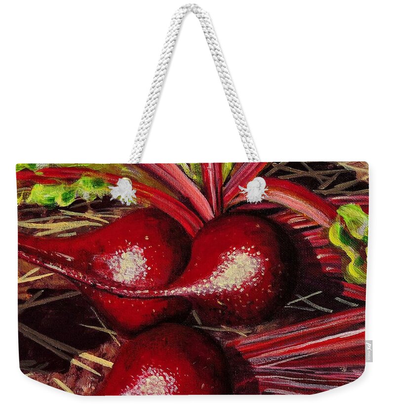 Vegetables Weekender Tote Bag featuring the painting God's Kitchen Series No 2 Beetroot by Caroline Street