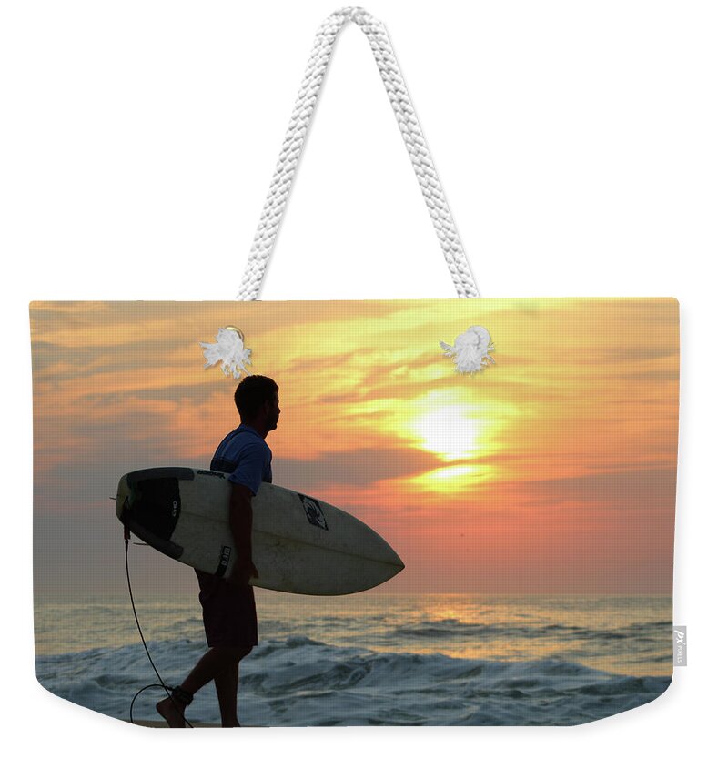 Surf Weekender Tote Bag featuring the photograph Goin Surfing by Robert Banach