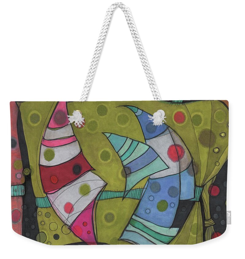 Abstract Weekender Tote Bag featuring the drawing Going In Circles by Sandra Church