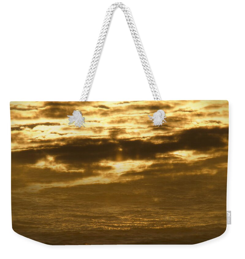 Clouds Weekender Tote Bag featuring the photograph Gold SeaSky by Lawrence Knutsson