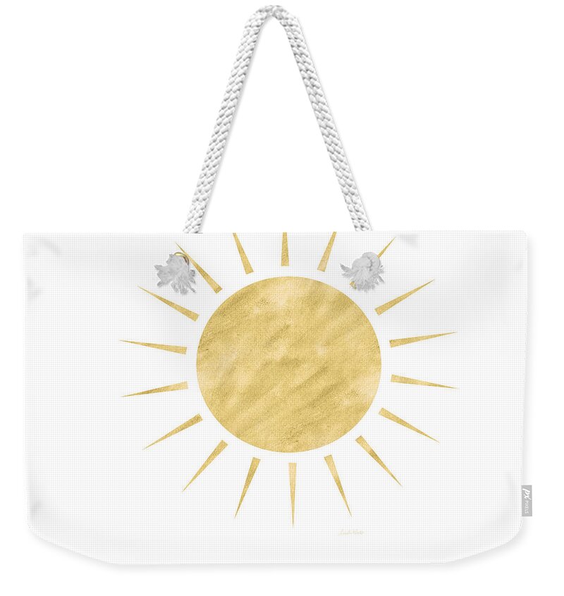 Sun Weekender Tote Bag featuring the mixed media Gold Sun- Art by Linda Woods by Linda Woods