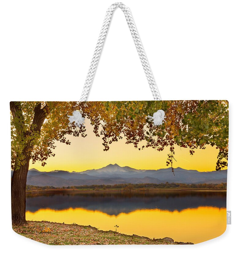 Colorado Weekender Tote Bag featuring the photograph Golden Autumn Twin Peaks View by James BO Insogna
