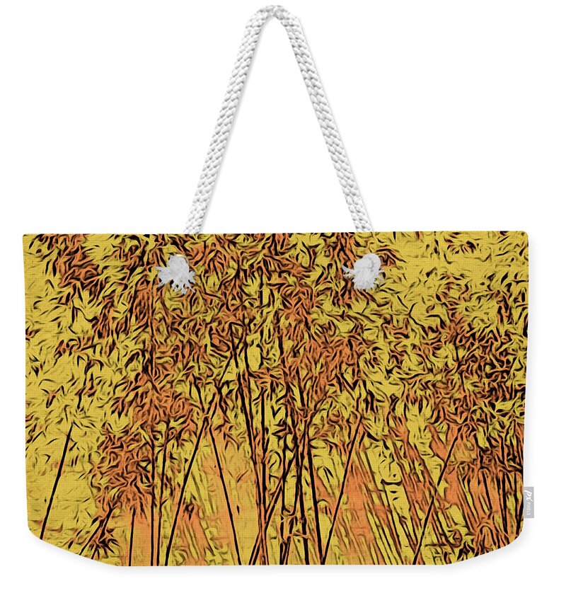 Abstract Weekender Tote Bag featuring the photograph Golden Bamboo Garden by Onedayoneimage Photography