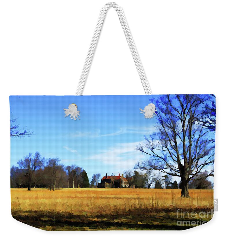 Mansion Weekender Tote Bag featuring the digital art Golden Fields of Spring by Xine Segalas