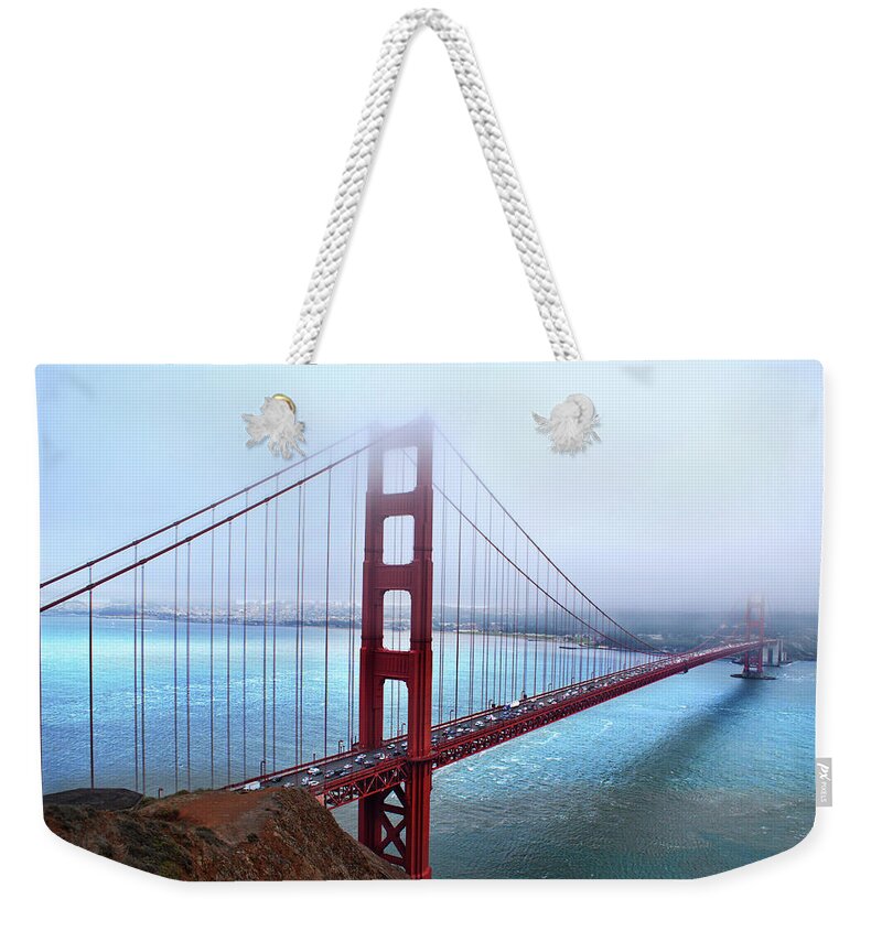 San Francisco Weekender Tote Bag featuring the photograph Golden Gate Bridge by Abram House