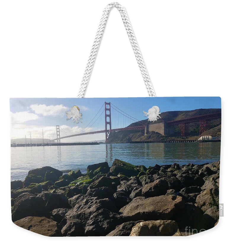 Golden Gate Bridge Weekender Tote Bag featuring the photograph Golden Gate Bridge New Year's Eve Daytime by Artist Linda Marie