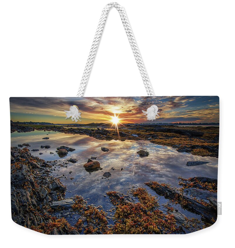 Harpswell Maine Weekender Tote Bag featuring the photograph Golden Hour at Pott's Point by Kristen Wilkinson