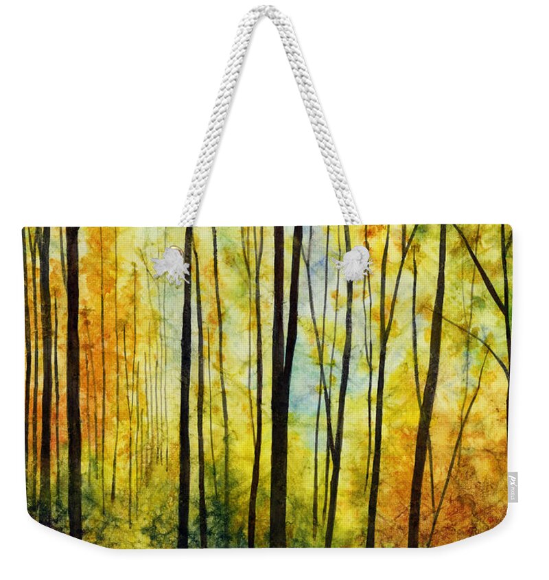 Yellow Weekender Tote Bag featuring the painting Golden Light by Hailey E Herrera