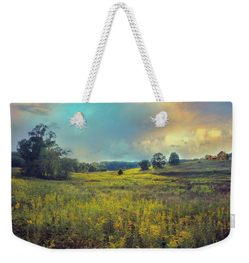 Golden Weekender Tote Bag featuring the photograph Golden Meadows by John Rivera