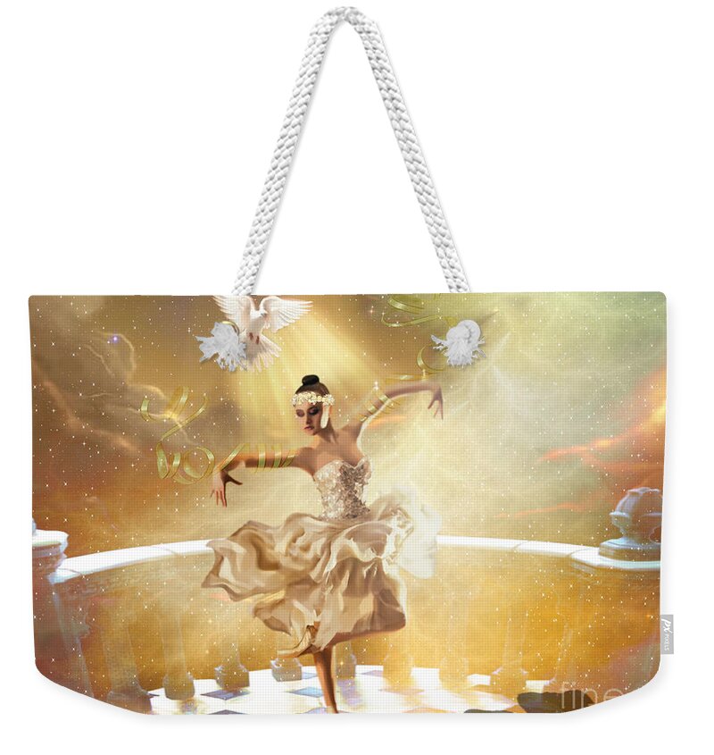 Holy Spirit Dance Weekender Tote Bag featuring the digital art Golden Moments by Dolores Develde
