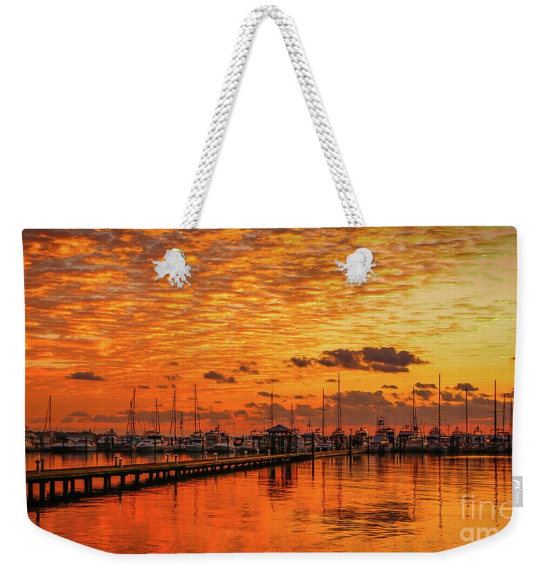 Sun Weekender Tote Bag featuring the photograph Golden Orange Sunrise by Tom Claud