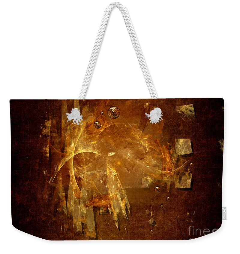 Abstract Weekender Tote Bag featuring the digital art Golden rain by Alexa Szlavics