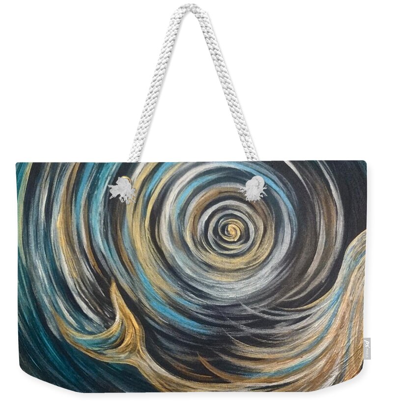 Gold Weekender Tote Bag featuring the painting Golden Sirena Mermaid Spiral by Michelle Pier