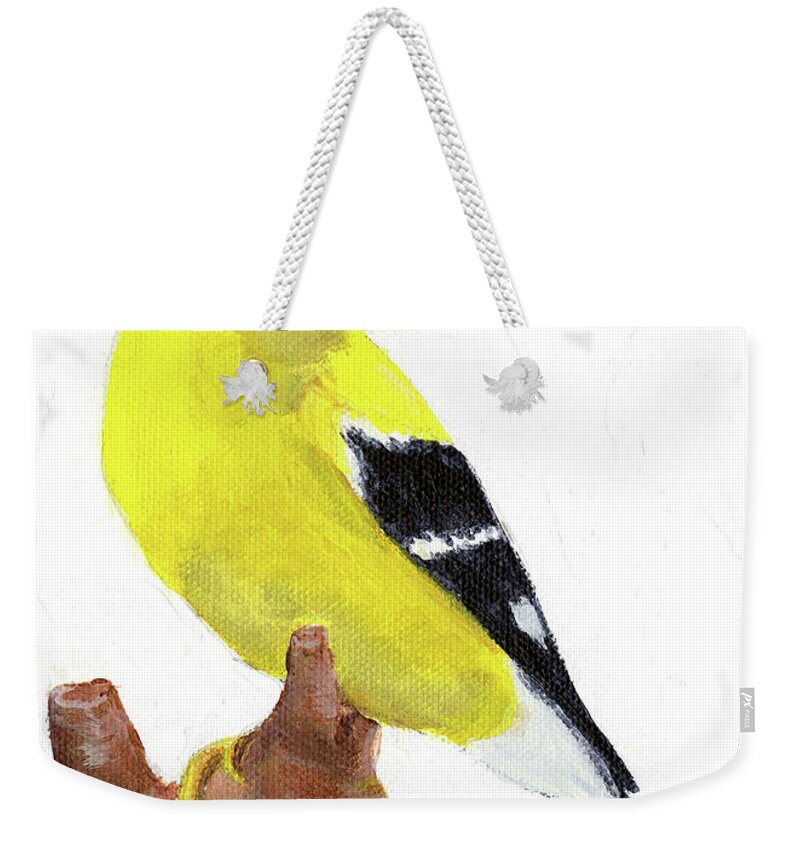 Bird Weekender Tote Bag featuring the painting Goldfinch by Donna Tucker
