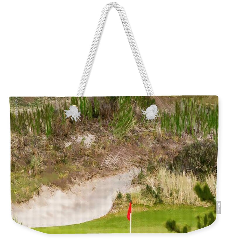 Golf Weekender Tote Bag featuring the digital art Golf Challenge by Dale Stillman