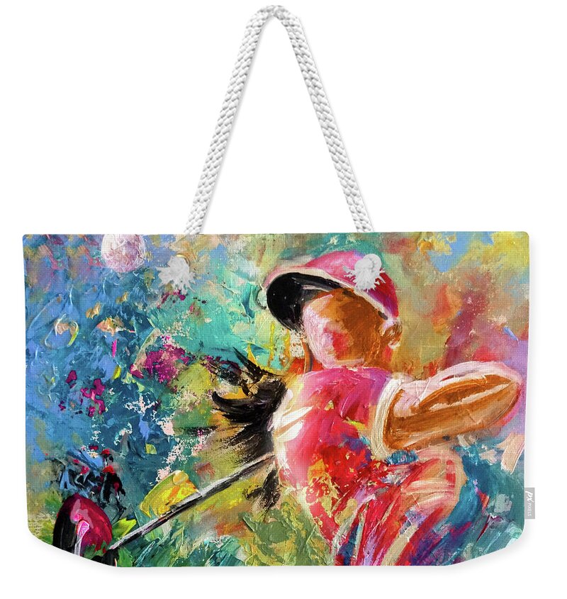 Sports Weekender Tote Bag featuring the painting Golf Fascination by Miki De Goodaboom