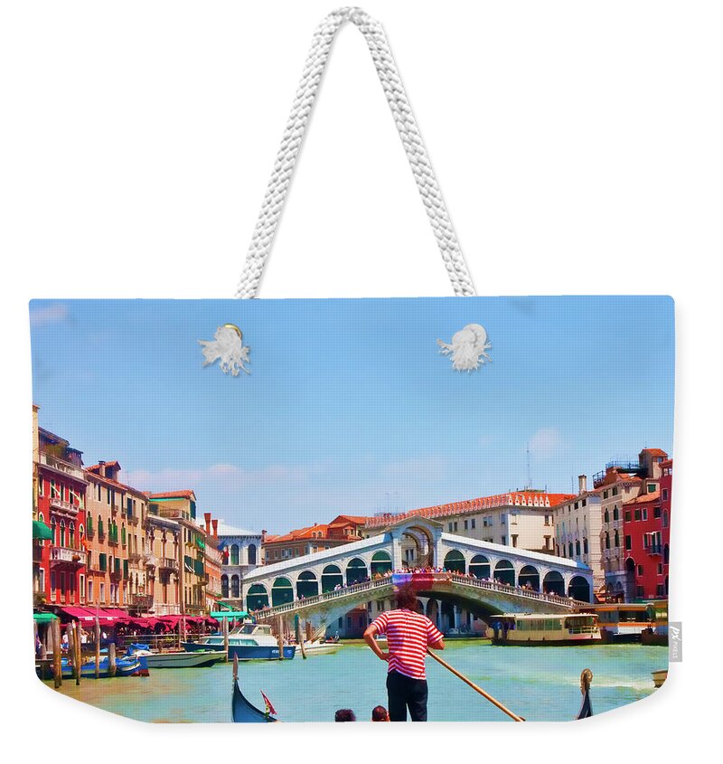 Ancient Weekender Tote Bag featuring the photograph Gondola in Venice Canal by Darryl Brooks