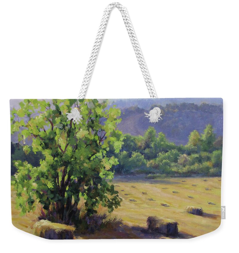 Rural Weekender Tote Bag featuring the painting Good Day's Work by Karen Ilari