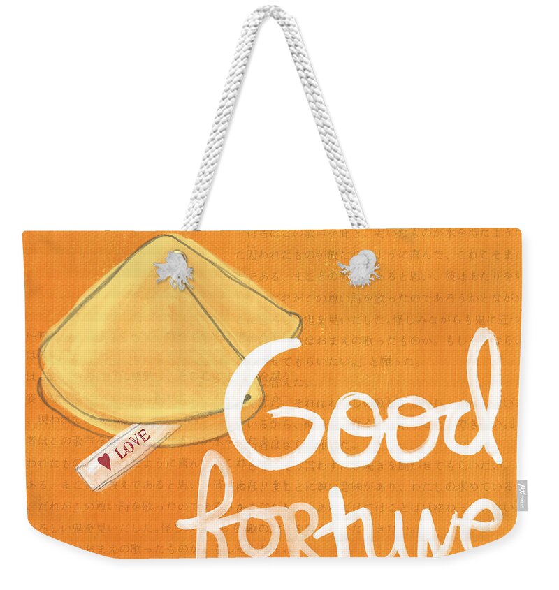 Fortune Weekender Tote Bag featuring the mixed media Good Fortune by Linda Woods