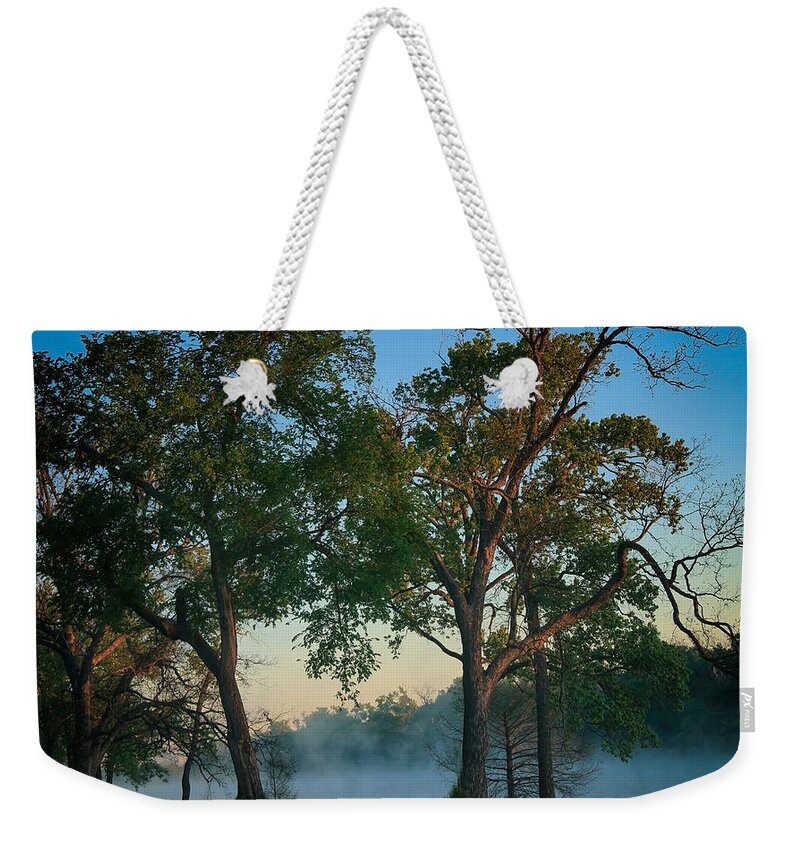 Fog Weekender Tote Bag featuring the photograph Good Morning Waco by Elaine Malott