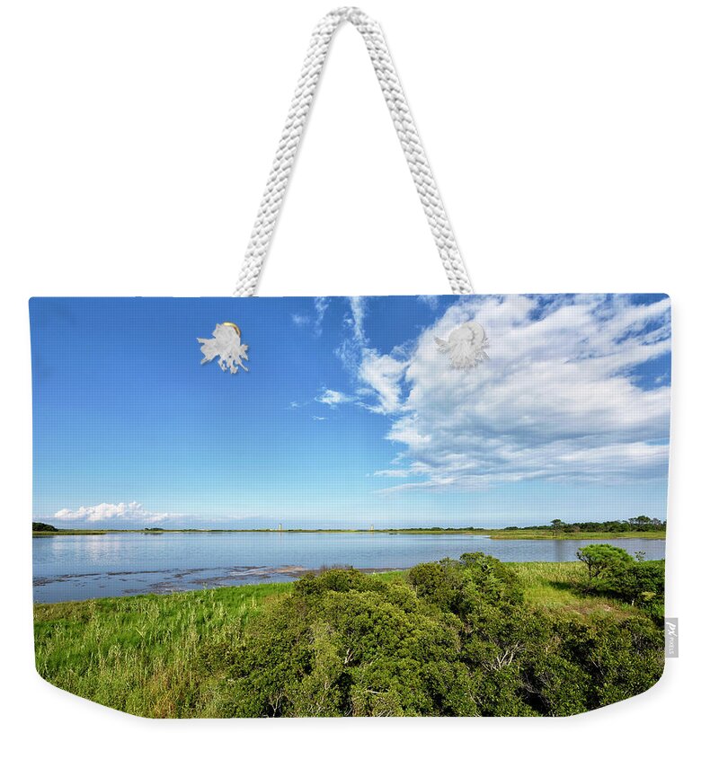 Gordons Pond Weekender Tote Bag featuring the photograph Gordons Pond Overlook - Cape Henlopen State Park - Delaware by Brendan Reals