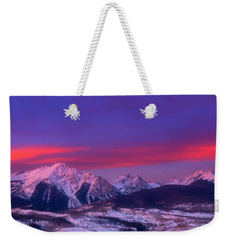 Colorado Weekender Tote Bag featuring the photograph Gore Range Sunrise by Darren White