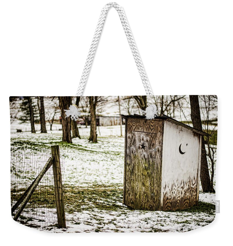 Outhouse Weekender Tote Bag featuring the photograph Gotta Go by Heather Applegate