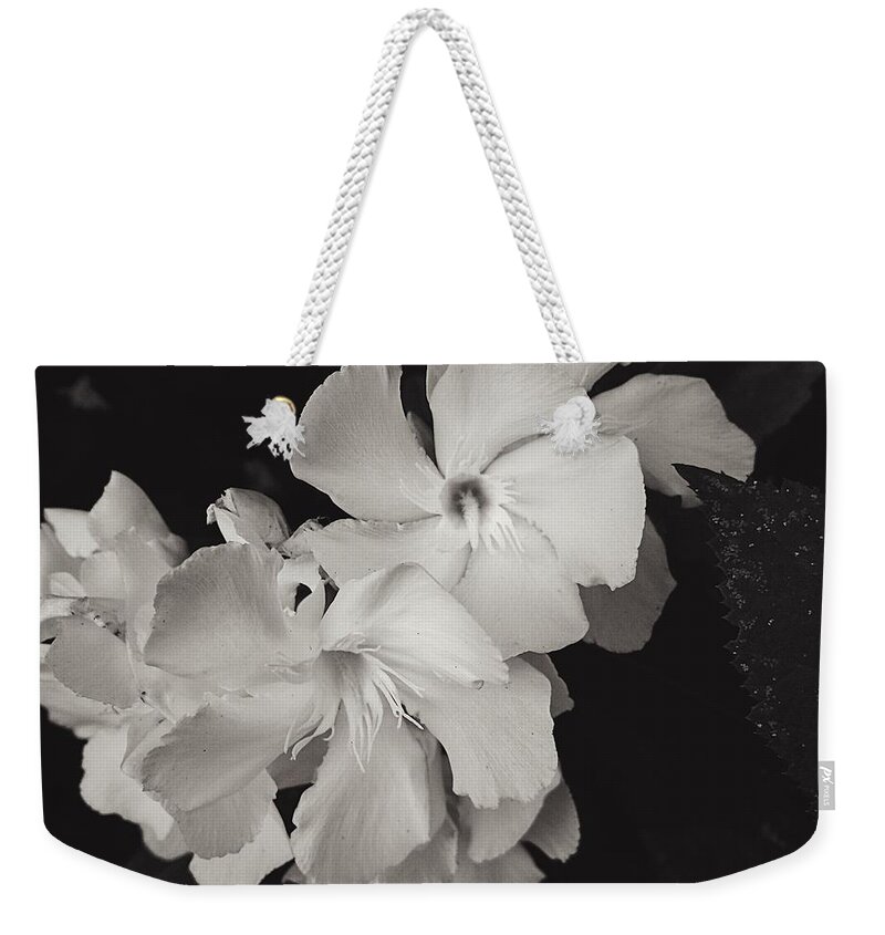 Flower Weekender Tote Bag featuring the photograph Grace in White by Brad Hodges
