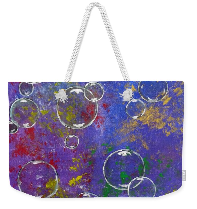 Abstract Bubbles Weekender Tote Bag featuring the painting Graffiti Bubbles by Karen Jane Jones