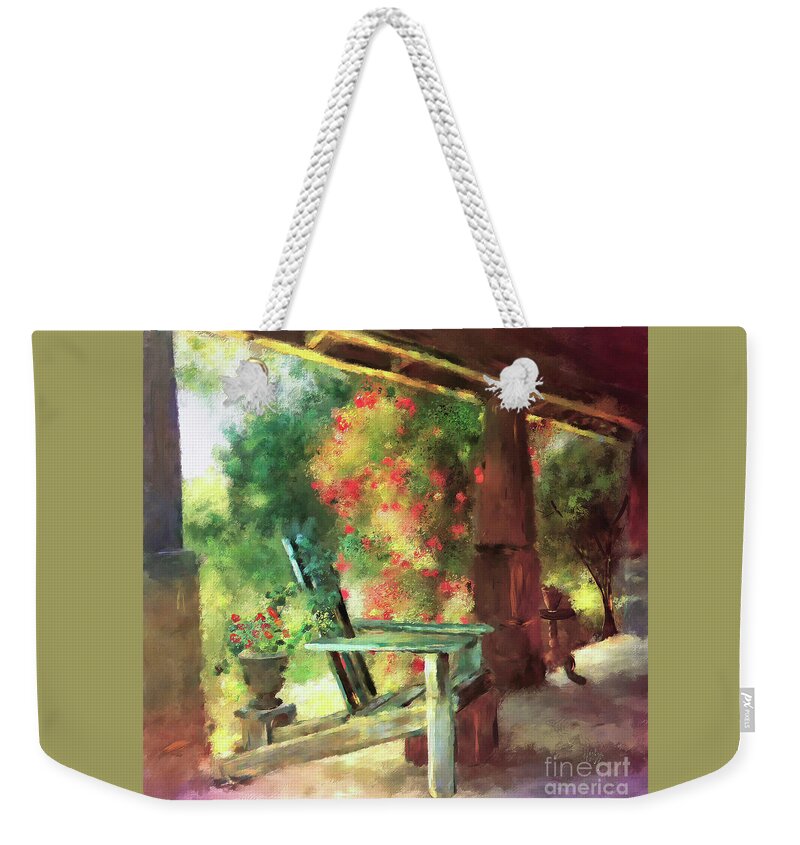 Porch Weekender Tote Bag featuring the digital art Gramma's Front Porch by Lois Bryan