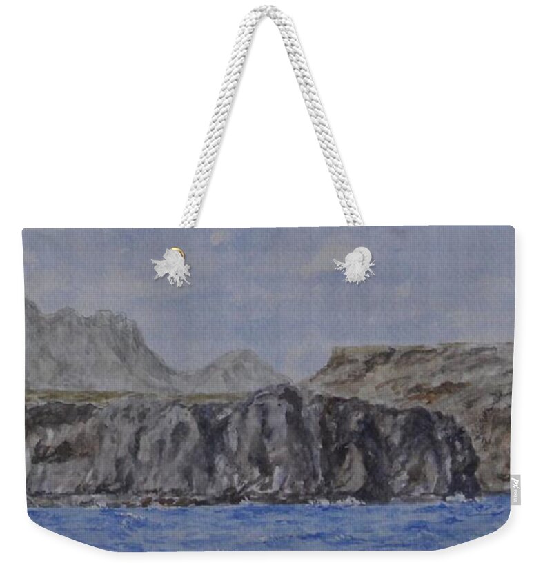 Watercolor Weekender Tote Bag featuring the painting Gramvousa, Crete by David Capon