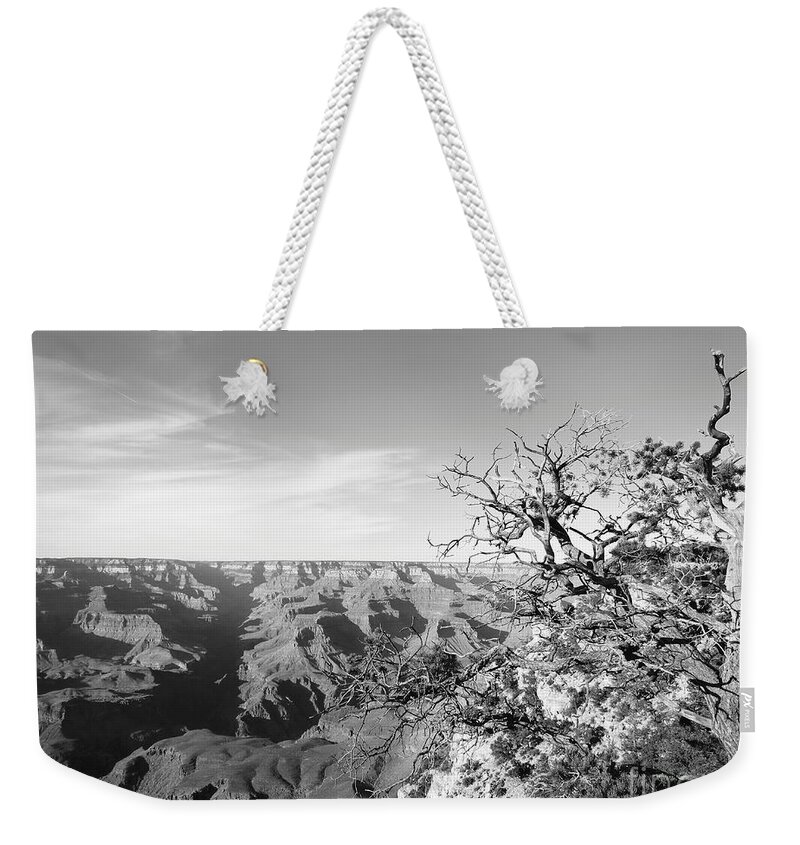 Grand Canyon Weekender Tote Bag featuring the photograph Grand Canyon in Monochrome by Rachel Morrison