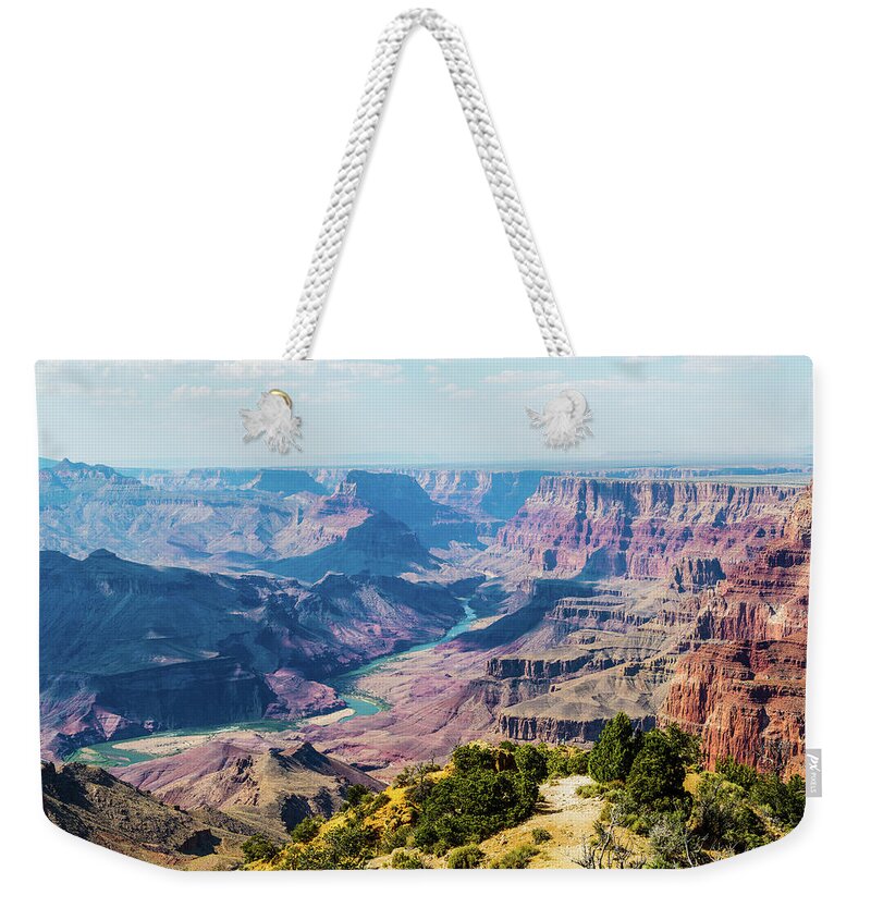 Landscape Weekender Tote Bag featuring the photograph Grand canyon - West Village by Hisao Mogi